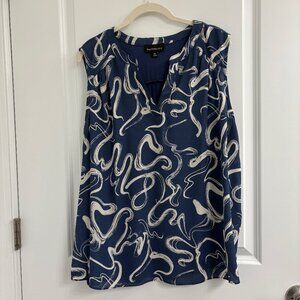 NWOT Fortune & Ivy XXL Mixed Material Blouse Dressier Sleeveless Blue